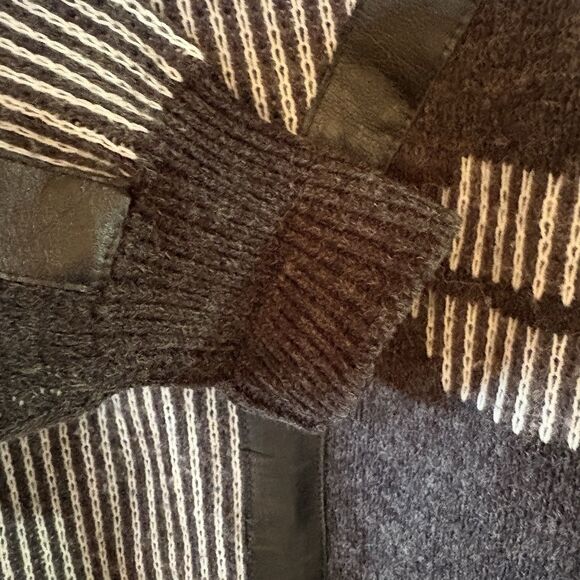 Vintage 80s ADAM SLOANE Men's Black/White Pleather Accents Sweater Size Large - Picture 2 of 5
